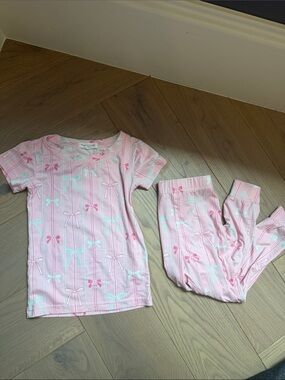 Toddler Pink Bow-Print Short Sleeve Pajama Set